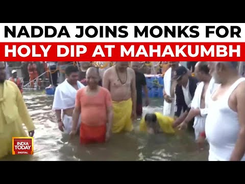 BJP President JP Nadda Takes Holy Dip at Mahakumbh in Sangam, Prayagraj | India Today