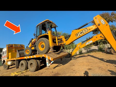 JCB 3dx को ट्रक पर चड़ाना आसान नही है JCB 205 Exvator vs JCB 3dx on Tata 3118 Trailer