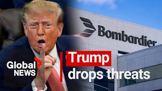 YouTube video thumbnail: Trump Walks Back Threat Against Canadian jet Maker Bombardier