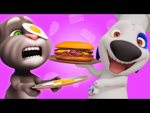 Konuşan Tom 🐱 Fast Food Günü 🍔 Çocuklar için Eğlenceli Çizgi Filmler ✨ Super Toons TV Animasyon