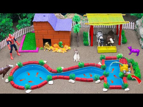 DIY tractor Farm Diorama with house for cow, pig, fish pond | how to plant a carrots garden P5