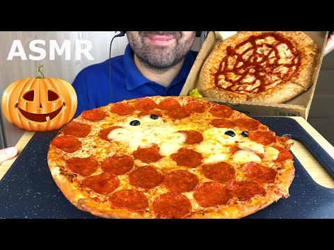 ASMR HALLOWEEN PARTY PIZZA PEPPERONI MUKBANG (ASMR EATING SOUNDS) FOOD EATING SHOW