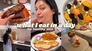 What I Eat In A Day For Healthy Skin & Hair 🥙🍓👩🏽‍🍳 Vegetarian & Vegan Friendly Recipes