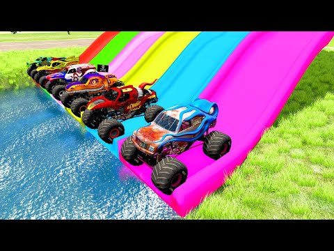 Monster Trucks Seires & Car Color High Speed With Slide Color Deep Water - HT Gameplay Official