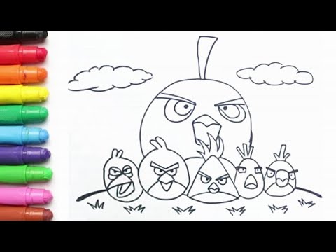 menggambar dan mewarnai angry bird untuk anak tk, paud dan sd