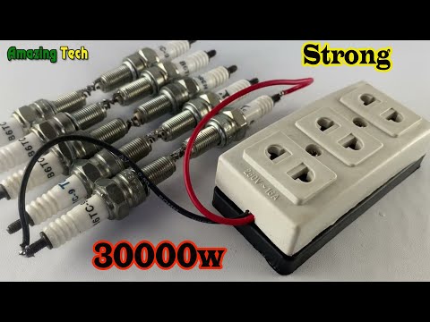 Awesome Top Free Energy 30000w Strong Generator Using Permanent Spark plug #experiment #engineering