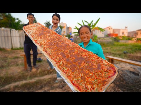 Bà Tân Vlog - Lần Đầu Làm Cái Pizza Siêu Dài Khổng Lồ Đãi Cả Làng