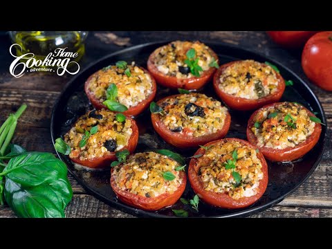 Baked Stuffed Tomatoes with Bulgur and Feta - The Best Summer Tomato Side Dish Recipe