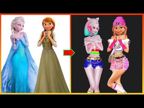 Elsa Anna Frozen Glow Up | Transformation Cartoon Fashion