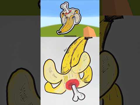 Drawing Banana Bone in Minecraft vs Real Life
