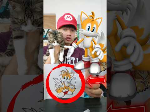 PINTANDO A MILES TAILS PROWER CON LOS COLORES QUE ELIJA MI GATO #shorts