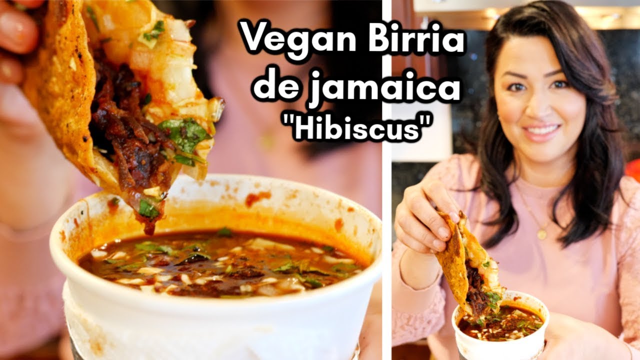 Mexican Birria de Jamaica (hibiscus) Consome and Tacos | Vegan Mexican