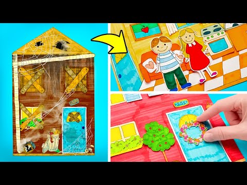 Schlechtes Haus vs. gutes Haus 💥🏡 Unglaubliche Verwandlung! Lustiges Basteln und Spielen mit Papier