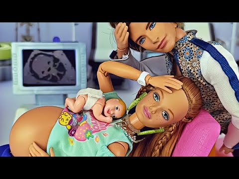 NEWBORN BABY👶 Pregnant Barbie Morning Routine Doctor Barbie Hospital Toys 바비 인형 임신 출산 아기 동생 탄생 병원놀이