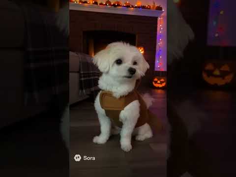 Halloween party#Dog #Cute #Halloween #Party #Maltese #犬 #可愛い #ハロウィン #パーティー #チワマル #ai #sora #sora2