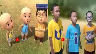 Upin Ipin dan Ehsan nak tengok pohon tumbang || Tiru aksi Upin Ipin