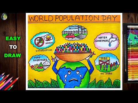 World Population Day Drawing Easy | How To Draw World Population Day Poster | Population Day Poster