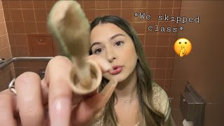 ASMR toxic friend does your makeup fast & aggressive during school 🤫