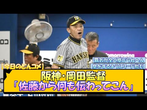 【今日のどんコメ】阪神・岡田監督「佐藤から何も伝わってこん」【なんJ/2ch/5ch/ネット 反応 まとめ/阪神タイガース/岡田監督】