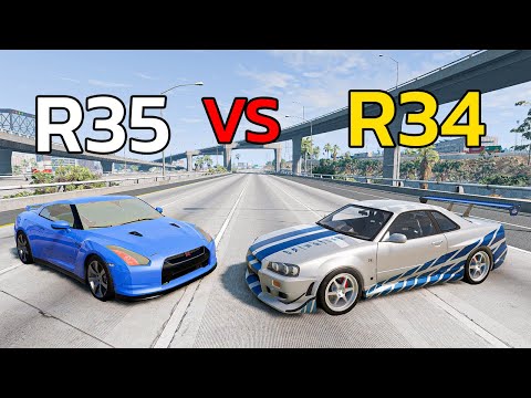 รถ GTR R35 VS R34 คันไหนดีกว่ากัน? BeamNG.drive