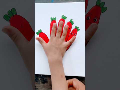 Hand Art Carrot 🥕🌈🥕 For Kids #shorts #handart #kidsvideos #anaya #kids #Kidsdrawing