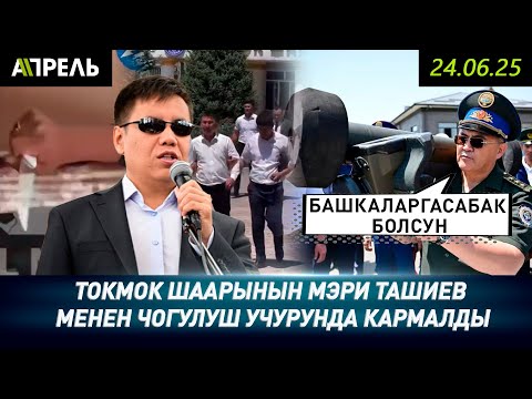 Токмок шаарынын мэри Ташиев менен чогулуш учурунда кармалды