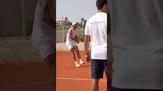 Rafa Nadal practising on clay