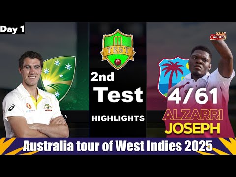 2nd Test Day 1 Highlights | West Indies vs Australia 2025 | WI vs AUS 2nd Test Day 1 Highlights 2025