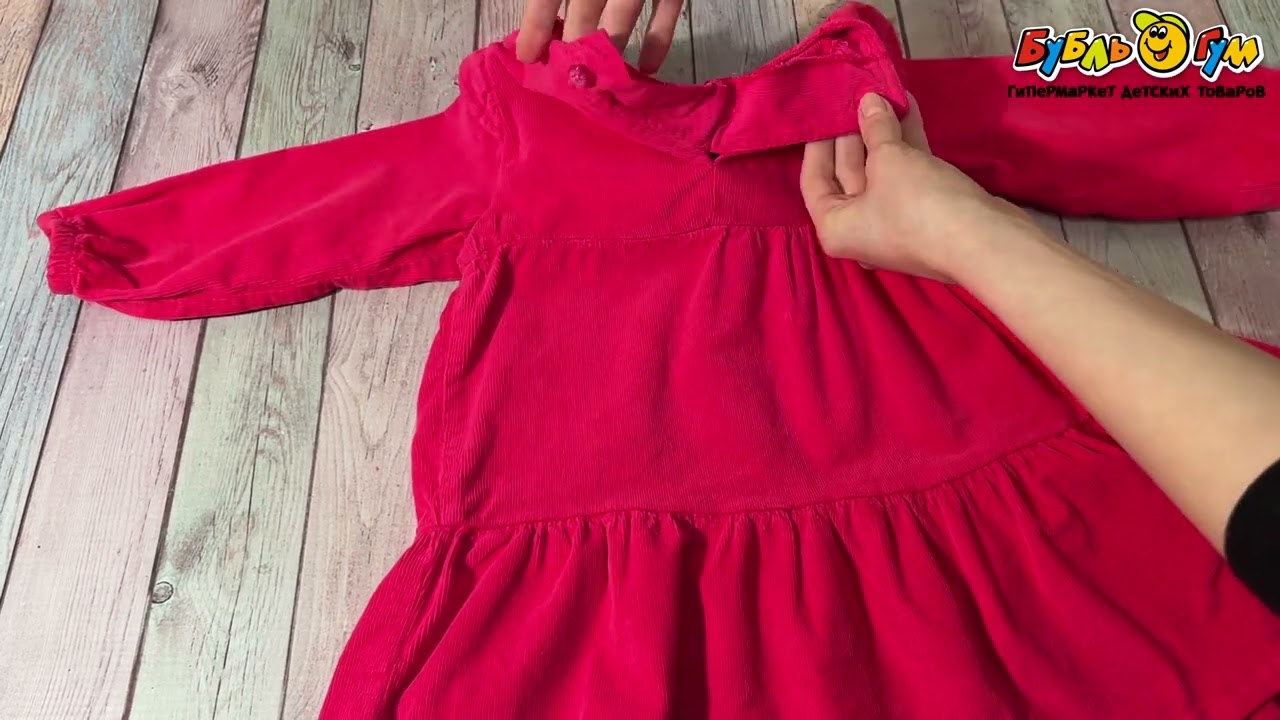 Платье Lanson Kids вельветовое ярко-розовое  - видео