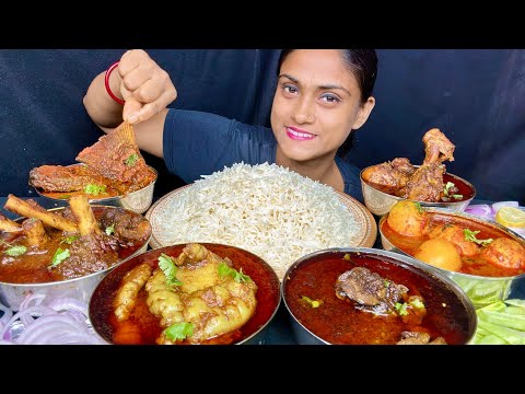 Mutton Fat Curry Kaleji Curry Egg Curry Chicken Curry Mutton Curry Fish Curry Basmati Rice Eating 