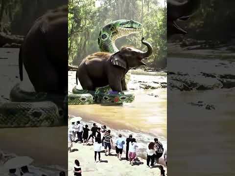 Anaconda besar memangsa gajah