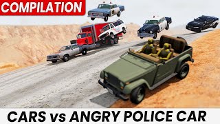 Compilation: BeamNG Drive - Cars vs Angry Police Car (RoadRage)