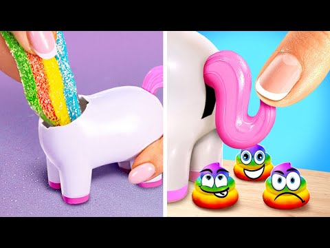 WOW! It's CANDY UNICORN POO 🌈 *BIG VS SMALL ASMR SWEETS*