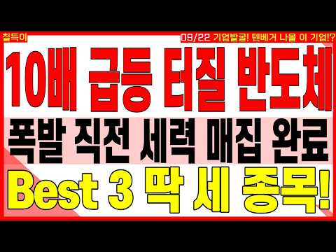 반도체 대장주 주가전망) XX배 급등 터질 반도체, 폭발 직전 세력 매집 완료 BEST 3 딱 세 종목! | 디에스경제타임즈 칠득이