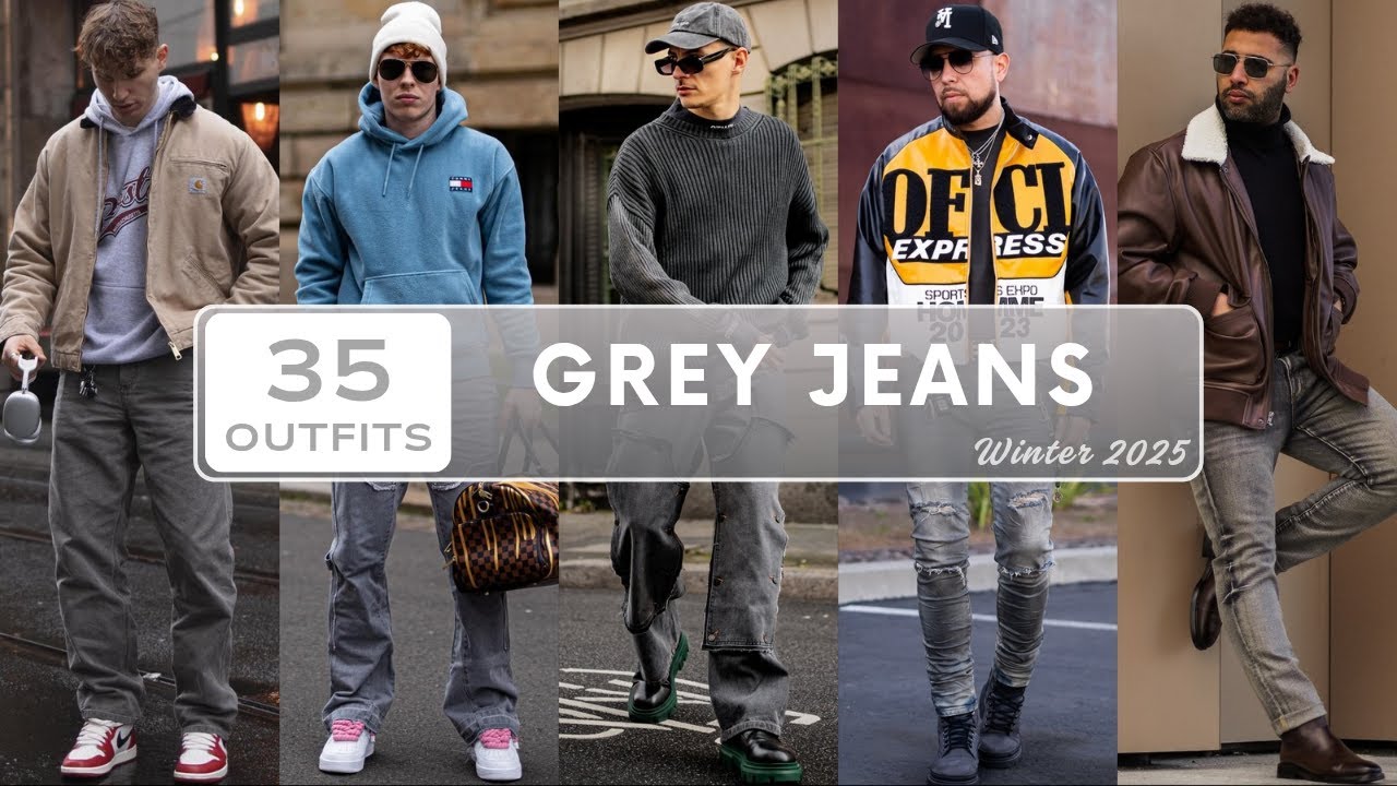 35 Ways to Style Grey Jeans in Winter 2025 | Men’s Fashion