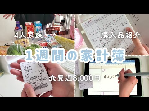 【声あり🙆‍♀️】4人家族食費8,000円でやりくりする1週間の家計簿ルーティン🍋￤食材購入品・ipad家計簿記録をゆるっと紹介𓂃🤍𐙚