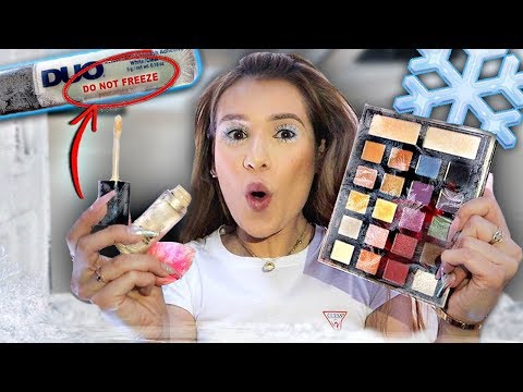 Full Face Using FROZEN MAKEUP Challenge! ( -22°F)