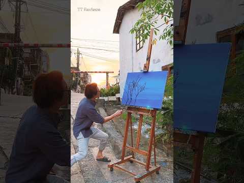 Anh chàng vẽ tranh tuyệt đẹp bằng cành cây khô để tặng vợ #shorts