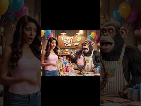 "लड़की ने बंदर को गिफ्ट समझ लिया 😳 | मजेदार हंसी से लोटपोट वीडियो 😂 | Bandar Gift Shop Funny Story"
