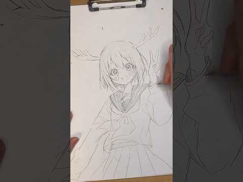 再投稿【アナログイラスト】しかのこのこのここしたんたん/のこたん描いてみた🦌【メイキング】