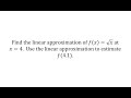 Tangent Lines and Linear Approximations