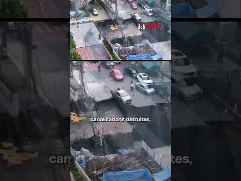 Les images impressionnantes de l'effondrement d'une route à Bangkok
