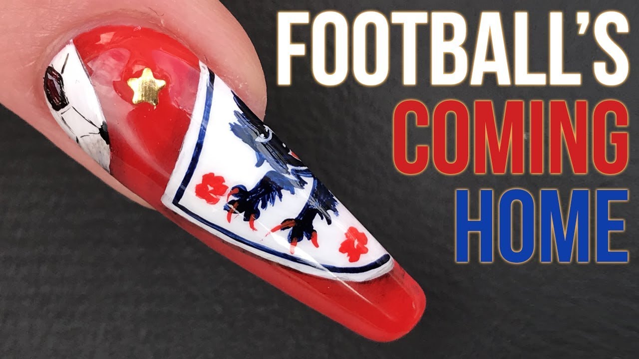 ENGLAND'S WORLD CUP WINNING NAIL DESIGN - Free Hand Art