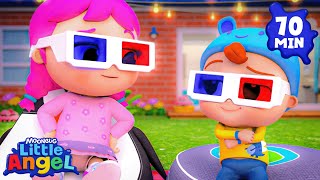Family Movie Night Outside 🎥 Backyard Movie Theater | Little Angel And Friends Kid Songs