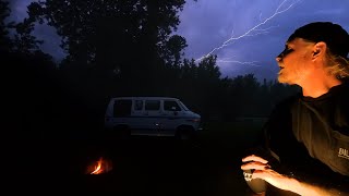 Overnight Camping in Thunderstorms & Heavy Rain - Pineapple Pizza Pockets and a Creepy Camper
