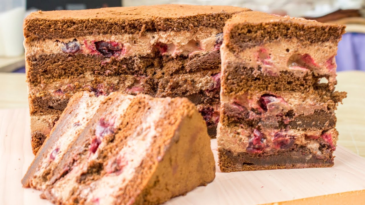 Вкуснейший торт с шоколадным муссом и вишней в карамели
