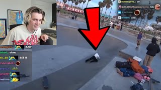 xQc Reacts to his Old Clip Faceplanting during Skate Stream