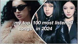 my top 100 most listened songs in 2024