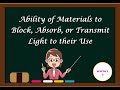 Light Properties and Material Types