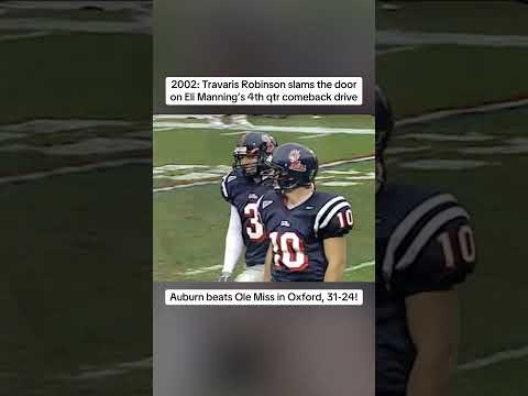 Travaris Robinson intercepts Eli Manning to seal the 31-24 win for Auburn over Ole Miss in 2002